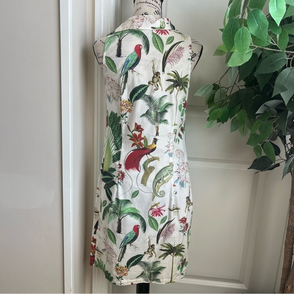 Vilagallo Jungle Tropical Print Sleeveless Dress White US Sz 4 - Picture 10 of 16